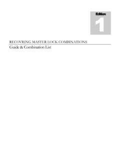 RECOVRING MASTER LOCK COMBINATIONS Guide.